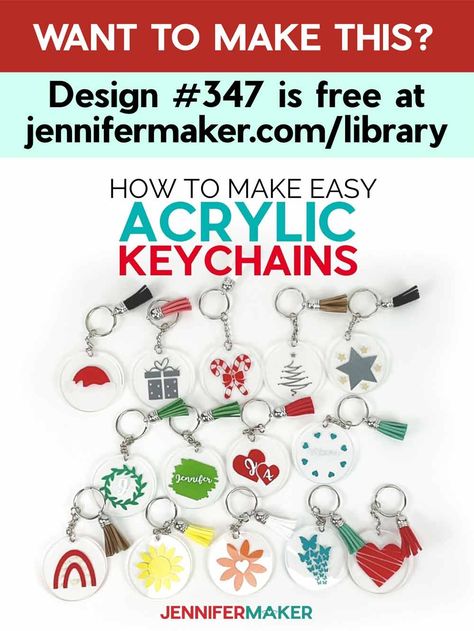 Easy Acrylic Keychains: 14 Fun Designs - Jennifer Maker Keychains With Vinyl, Keychain Design Ideas, Acrylic Keychain Ideas, Cricut Acrylic, Easy Personalized Gifts, Holiday Place Cards, Craft Organization Diy, Paper Flower Wall Art, Jennifer Maker