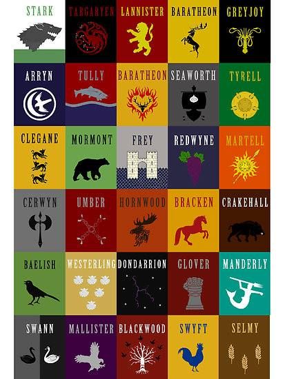 Game of Thrones House sigils Game Of Thrones Sigils, Game Of Thrones Map, Game Of Thrones Party, Game Of Thrones Poster, Got Game Of Thrones, Game Of Thrones Quotes, House Games, Game Of Thrones Funny, Gra O Tron