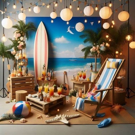 Surf Party, Tropical Tree, Booth Display, Exhibition Stand, Party Party, Party Photos, Beach Party, Pool Party, Photo Wall