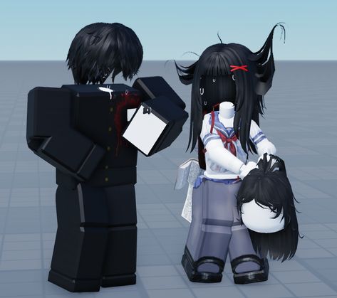 Yandere Roblox Avatar, Roblox R6 Matching Fits, Halloween Roblox Avatar Matching, Yandere Roblox Outfit, Anime Matching Roblox Outfits, Resident Evil Roblox Avatar, Cute Roblox Matching Outfits, Kawaii R6 Roblox Avatars, Emo Dress To Impress Roblox Game