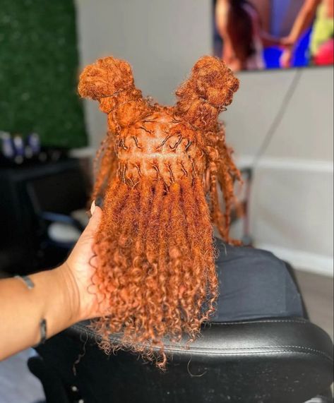 Ginger Dreadlocks Black Women, Ginger Color Locs, Ginger Starter Locs, Orange Locs, Short Dreadlocks Hairstyles, Color Locs, Ginger Locs, Loc Colors, Colored Locs