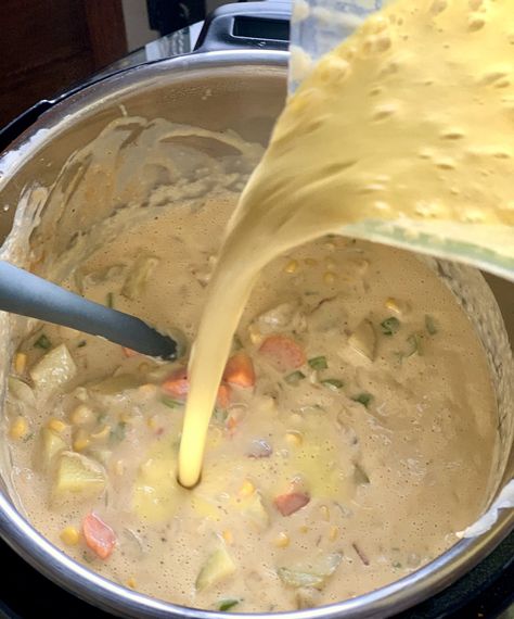 Creamy Vegan Instant Pot Corn Chowder – Plant Test Kitchen Potato Corn Chowder Instant Pot, Clam Chowder Instant Pot, Instant Pot Corn Chowder, Vegan Clam Chowder, Ingredient Prep, Instant Pot Corn, Vegan Instant Pot, Vegan Journey, Say It Right