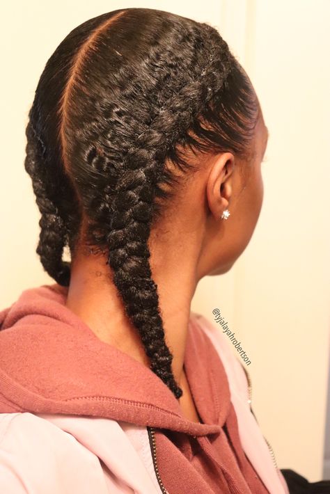 Two Braids Style, Braids Natural Hair, 2 Braids, Glamour Hair, Protective Hairstyles For Natural Hair, Quick Natural Hair Styles, Natural Braids, French Braids, Short Sassy Hair