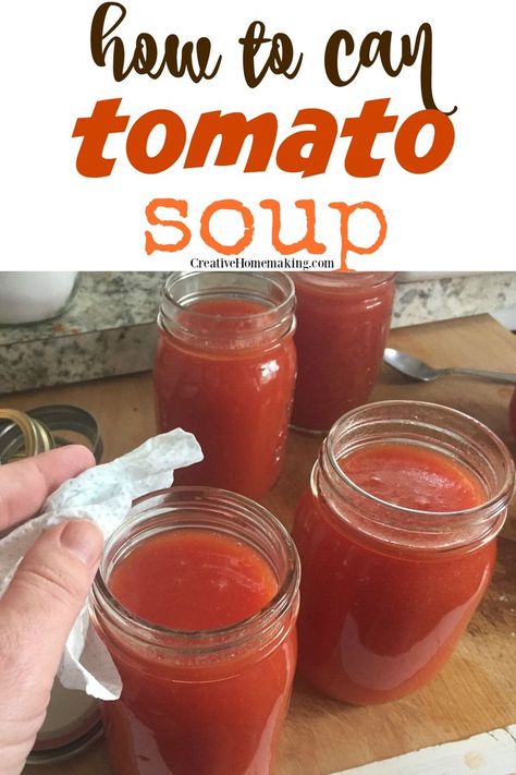 Canning Tomato Soup, Canning Soup Recipes, Easy Tomato Soup Recipe, Homemade Tomato Soup Recipe, Homemade Tomato Soup, Pressure Canning Recipes, Cream Of Tomato, Cream Of Tomato Soup, Tomato Soup Easy