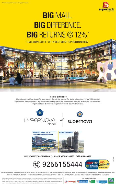 supertech-hypernova-mall-1-million-sqft-of-investment-oppurtunities-ad-delhi-times-25-08-2019 Mall Creative Ads, Advertisement Examples, English Newspapers, Brand Marketing Strategy, Newspaper Advertisement, Book Advertising, Real Estate Marketing Design, Ad Creative, Real Estate Flyers