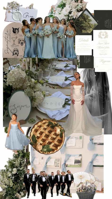 Blue Wedding Mood Board, Wedding Manifestation, Bridesmaids Ideas, Wedding Vision, Wedding 2025, Wedding 2024, Wedding Vibes, Wedding Mood Board, Wedding Mood