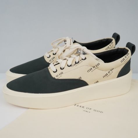 Fear of God FOG 101 Logo Skate Shoes Sneakers Black/Cream BRAND NEW AUTHENTIC Shoes Sneakers Black, Fear Of God, Skate Shoes, Keds, Sneakers Black, Black Cream, Shoes Sneakers, The End, Dust Bag