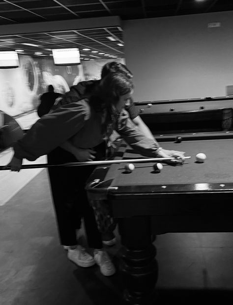 Couples Playing Games Aesthetic, Pool Table Aesthetic Couple, Couples Playing Pool Table, Couples Activity Aesthetic, Couple Game Night Aesthetic, Couple Bar Aesthetic, Love Game Aesthetic, Cinema Couple Date, Billiard Couple