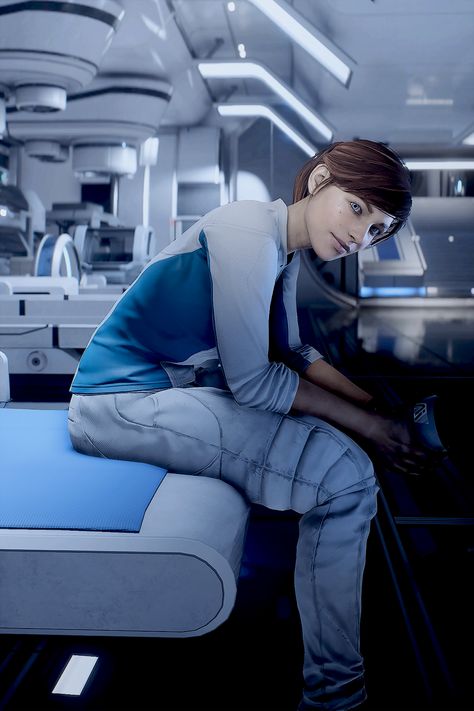 Mass Effect Ryder, Sara Ryder, Mass Effect Characters, Mass Effect Universe, Mass Effect Art, Halo Effect, Mass Effect, Bed