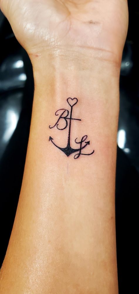 By hunterbiffletattos Anchor With Infinity Sign Tattoo, Cross And Anchor Tattoo, Anchor Cross, Dachshund Tattoo, Adventure Tattoo, Cross Heart, Anchor Tattoos, Anchor Tattoo, Initial Tattoo