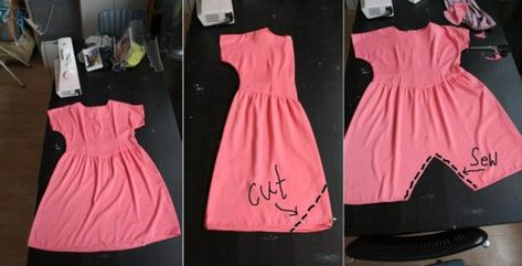 diyprojects: I would love to credit this little bit of brilliance if anyone can help? Diy Romper From Dress, Diy Jumper, Dress To Romper, Diy Romper, Diy Vetement, Diy Sewing Clothes, Refashion Clothes, Clothes Crafts, Diy Dress