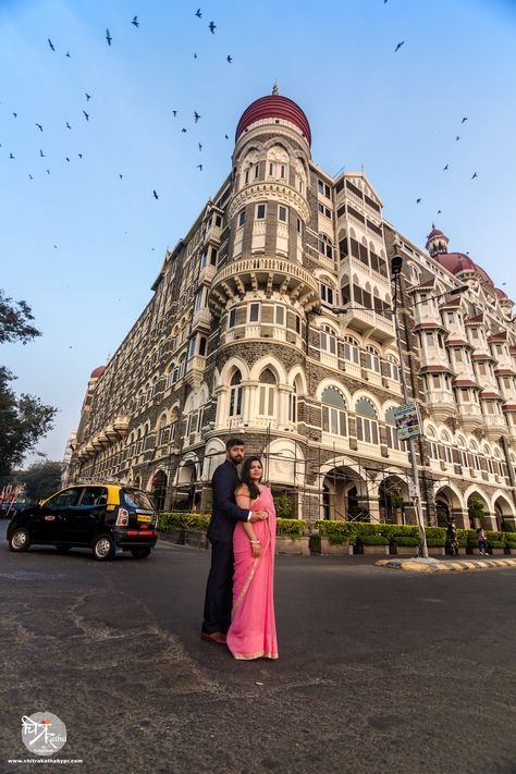 Taj Hotel , Mumbai Mumbai Pre Wedding Shoot, Taj Hotel Mumbai Photography, Taj Hotel Mumbai, Vintage Location, Bride Pics, Taj Hotel, Couple Aesthetics, Prewedding Shoot, Leading Lines