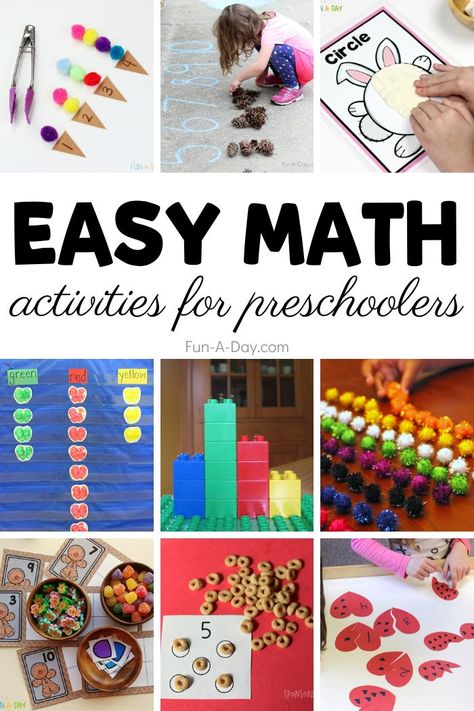 These easy math activities for preschoolers are simple to set up but super engaging for the children. These math activities for preschoolers are just right for kids at home or in the classroom. Free printables included! Preschool Winter Math, Math Activities For Preschoolers, Easy Math Activities, Easy Math, Shape Activities Preschool, Math Activities For Kids, Summer Math, Winter Math, Activities For Preschoolers