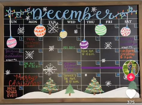 January Chalkboard Calendar Ideas, January Chalkboard Calendar, December Chalkboard Calendar, White Board Calendar Ideas, Blackboard Calendar, Memo Board Ideas, Calendar White Board, Chalk Calendar, Paint Calendar