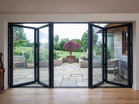 Folding Patio Doors, Soundproof Windows, Accordion Doors, Folding Glass Doors, Doors Exterior, Georgian Homes, Patio Door, Aluminium Doors, Folding Doors