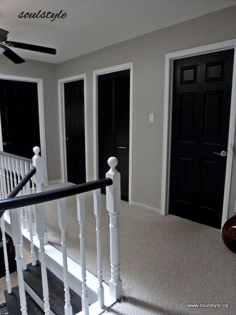 Dark Doors, Design Hall, Paint Themes, Black Interior Doors, Dark House, Paint Black, Black Door, Black Doors, Door Ideas