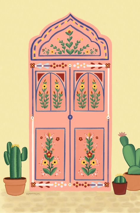 #procreate #digitalart #procreateillustrations #artistsoninstagram #artistsonpinterest #art #goaucheart #painting #procreateart #ipad6 #applepencil #morocco #moroccandoor #cactusart #cactus 50th Wedding Anniversary Invitations, Wedding Anniversary Invitations, Wedding Illustration, Iranian Art, Cactus Art, Diy Canvas Art Painting, Diy Canvas Art, Pottery Painting, Diy Canvas