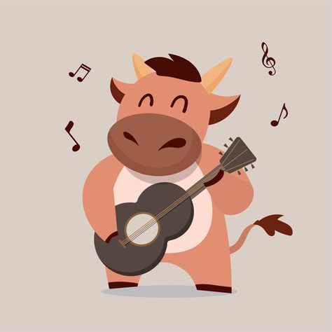 Cow Playing, Musical Instruments Drawing, Cute Animal Cartoon, Zodiac Characters, Kitty Games, Horse Drawings, 12 Zodiac Signs, Animal Cartoon, Childrens Illustrations