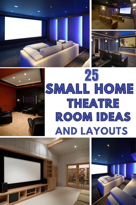 budget home theater ideas Cozy Cinema Room, Small Home Cinema Room Ideas, Movie Night Seating Ideas, Home Theater Lighting Ideas, Mini Theater Room Design, Small Movie Theater Room Ideas, Projector Room Ideas, Small Cinema Room Ideas, Small Home Cinema