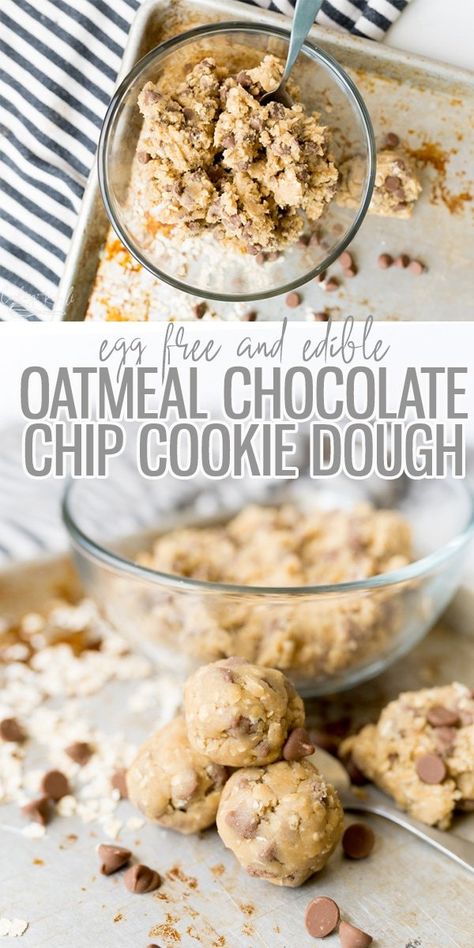 Oatmeal Chocolate Chip Cookie Dough is an egg free cookie dough that is safe to eat! It tastes just like the real thing! Satisfy that cookie dough craving with this super easy recipe! |Cooking with Karli| #cookiedough #eggfree #edible #oatmeal #chocolatechip Oatmeal Chocolate Chip Cookie Dough, Egg Free Cookie Dough, Cookie Dough Vegan, Cookie Dough For One, Low Carb Cookie Dough, Oatmeal Chocolate Chip Cookie, Eggless Cookie Dough, Cooking With Karli, Edible Cookie Dough Recipe