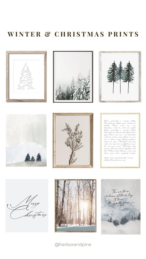 Free Download Printables Wall Art Winter, Winter Scene Printables Free, Farmhouse Christmas Pictures, Farmhouse Christmas Art, Christmas Print Art, Christmas Art Decor, Printable Winter Art, Winter Prints Art, Winter Wall Art Printable