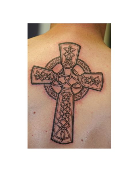 Celtic Cross (Upper Back) Upper Back Tattoo, Shamrock Tattoos, Celtic Cross Tattoos, Celestial Tattoo, Upper Back Tattoos, Cross Tattoos, Inspiration Tattoos, Celtic Tattoos, Cross Tattoo