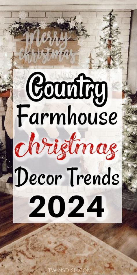 Cozy country Christmas decorating ideas for the farmhouse front porch, living room, kitchen, fireplace mantle, outdoor, or bedroom. The latest country farmhouse Christmas decor ideas this year for a rustic feel that's easy to Diy. Whether your country style is farmhouse French, vintage, modern, cottage, or simple rustic you'll find the most popular ideas to make decorating your country farmhouse fun! #Christmasdecorideas #farmhouse #diy #2024 Natural Christmas Mantle Decor, Christmas Decor Country Style, Vintage Ideas For Home, Modern Farmhouse Christmas Decorations, Farmhouse Christmas Decor Ideas Diy Living Room, Country Christmas Mantle Decor, Country Style Christmas Decorations, Ideas For Decorating For Christmas, Farmhouse Rustic Christmas Tree