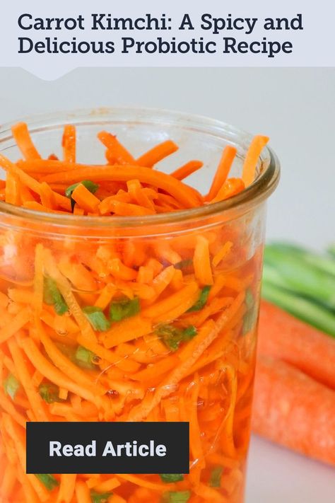 Need more fermented foods in your life? This recipe puts a unique spin on classic kimchi with shredded carrots as the star ingredient. Enjoy it as a side dish, add to a wrap or rice bowl, or use as a topping for tacos. Spicy Carrots, Shredded Carrots, Kimchi Recipe, Fermented Vegetables, Probiotic Foods, Carrot Salad, Shredded Carrot, Rice Bowl, Fermented Foods