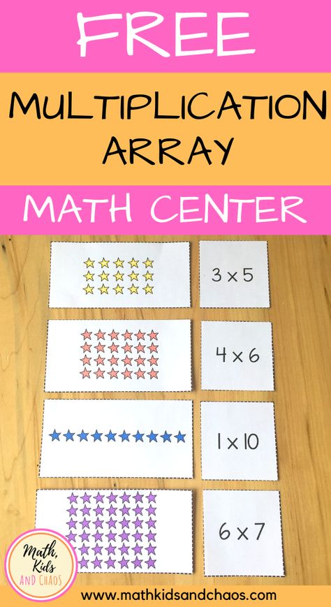 Grab this free multiplication array matching activity for your next math center! This fun math activity is perfect for practising or reviewing the topic of multiplication arrays. This download contains 10 picture cards and 10 number cards. To complete the activity, simply find the correct number card for each array picture. Can also be used as a cut and paste worksheet! #multiplicationactivities #multiplication #multiplicationarrays #mathkidsandchaos #mathcenters #grade2math #grade3math Array Multiplication, Array Math, Teaching Third Grade Math, Math Picture Books, Array Worksheets, Math Worksheets For Kids, Multiplication Arrays, Grade Three, Educational Assistant