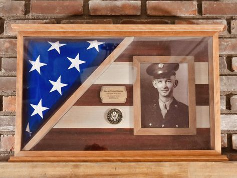 Thinking of our WWII veterans the past couple of days. There are very few left. Both my grandfathers served in WWII. The picture is of a George P. Moseley, my paternal grandfather. I created this cherry box and used maple with padauk woods to create the stripes for the flag to honor his memory and the memory of all of our veterans. We thank you. . . #honoringvets #wwiihistory #wwiiveteran #usarmyaircorps #greatestgeneration #vfw #rememberingourheroes Patriotic Flags, American Flag Photos, Army Wife Life, Veterans Flag, Army Air Corps, Thank You Veteran, Military Flag, Diy Photo Frames, Medal Display