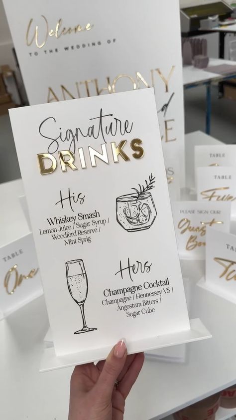 Instagram Signature Drink Sign, Bridal Expo, Cocktail Hour Wedding, Signature Drinks Sign, Champagne Cocktail, Drink Signs, Wedding Drink, Future Wedding Plans, Wedding Cocktails