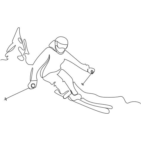 Skiing Tattoo, Ski Drawing, Gear Drawing, Helmet Drawing, Ski Pictures, Freestyle Skiing, Ski Art, Minimal Drawings, Sport Quotes Motivational