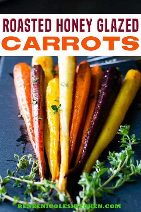 Honey Glazed Carrots Recipe, Carrots With Honey, Honey Glazed Roasted Carrots, Heirloom Carrots, Glazed Carrots Recipe, Veggie Side Dish Recipes, Flavorful Shrimp, Honey Glazed Carrots, Honey Roasted Carrots