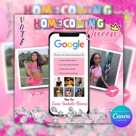 Get Ready to Shine with Our Homecoming Flyer Canva Template! 🎉✨ Kick off your homecoming event in style with a stunning, fully customizable Homecoming Flyer Template designed for Canva! Whether it's a school event or a community celebration, this eye-catching design is perfect for promoting your big night. 🎨 Easy to Edit: Personalize your flyer with Canva in minutes. Change text, colors, and images to match your event theme! 🎉 Vibrant & Bold Design: Featuring modern graphics, dynamic layouts, Homecoming Campaign, Homecoming King, Homecoming Posters, Homecoming Queen, Promotional Flyers, Pom Pom Girl, School Event, Event Activities, Elegant Font