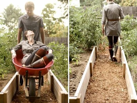 vegetable garden engagement Backyard Engagement Shoot, Vegetable Garden Photoshoot, Couple Planting Together, Farmer Engagement Photos, Farmer Engagement Pictures, Couple Gardening Together, Nutritionist Photoshoot, Vegetable Garden Boxes, Katie Taylor