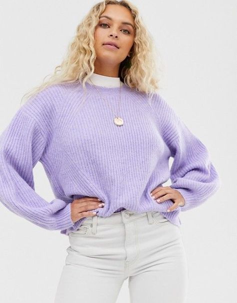 Palette Viola, Drop Sleeve Sweater, Fall Fashion Colors, Purple Palette, Knitwear Style, Purple Outfits, Large Sweaters, Long Sleeve Pullover Sweater, Chic Sweaters