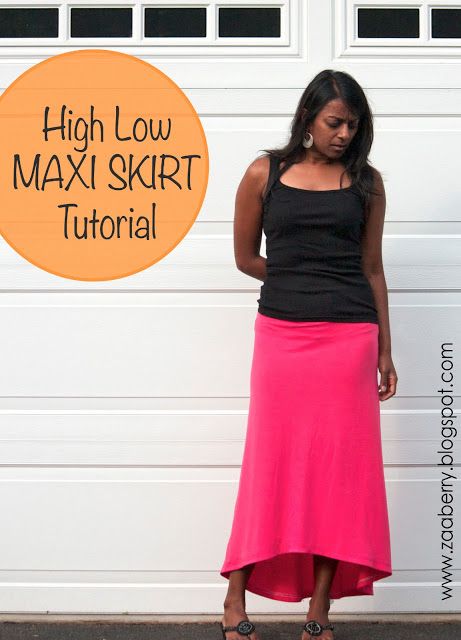 High-Low Maxi tutorial by Zaaberry High Low Skirt Pattern, Maxi Skirt Tutorial, Cute Maxi Skirts, Pola Rok, High Low Maxi Skirt, Diy Skirts, Diy Dresses, Skirt Tutorial, Tulip Skirt