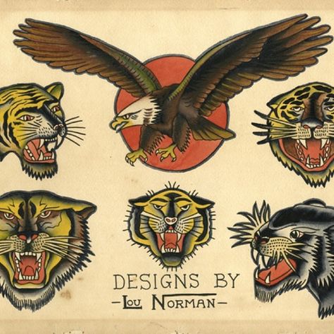 #luckysupply #vintageflash #vintagetattoo #flash Old Sailor Tattoos, Tattoo Front, Flash Art Tattoos, Traditional Panther Tattoo, Sailor Jerry Tattoo, Pixie Tattoo, Sailor Jerry Flash, Sailor Jerry Tattoo Flash, Black Panther Tattoo