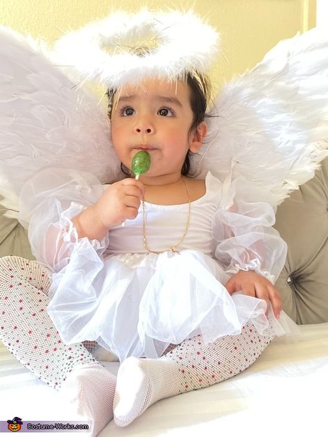 Girls Angel Costume, Angel Halloween Costumes, Toddler Girl Halloween, Baby Girl Halloween Costumes, Bird Costume, Angel Costume, Angel Outfit, Homemade Costume, Baby Girl Halloween