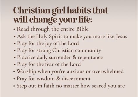 Holy Girl Habits, Christian Girl Habits, Christian Habits, Biblical Femininity, Female Habits, Holy Girl, Inspire Bible, God Things, Jesus Praying