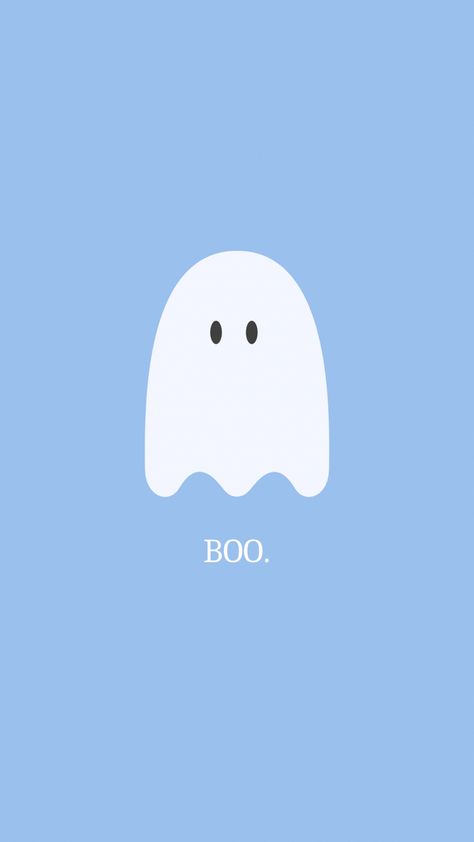 Blue background with cute ghost and the words boo written underneath ghost Blue Autumn Wallpaper Iphone, Blue Fall Background, Blue Fall Aesthetic Wallpaper, Halloween Blue Aesthetic, Blue Halloween Background, Blue Fall Wallpaper Iphone, Halloween Wallpaper Blue, Blue Halloween Wallpaper, Blue Fall Aesthetic