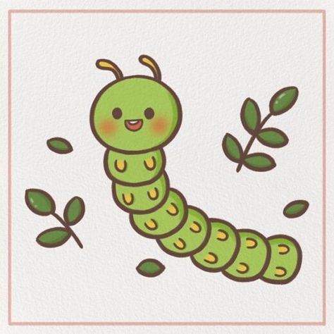 Cartoon Caterpillar Drawing, Cute Caterpillar Illustration, Catipiller Drawing, Easy Caterpillar Drawing, How To Draw Caterpillar, How To Draw A Caterpillar, Caterpillar Drawing Simple, Caterpillars Drawing, Catapillar Drawings