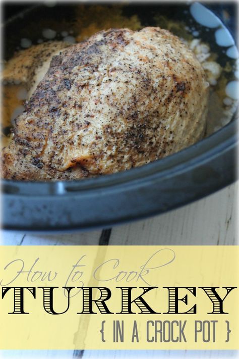 Easy Crockpot Turkey Recipe. It's super easy to make a turkey in your crockpot then you free up your oven for other desserts and side dishes! #thanksgiving #recipes #turkey Turkey Crockpot Recipes, Slow Cooker Turkey Breast, Crockpot Turkey, Slow Cooker Turkey, Turkey Breast Recipe, Slow Cooker Roast, Roast Turkey Breast, Thanksgiving Dishes, Crock Pot Slow Cooker