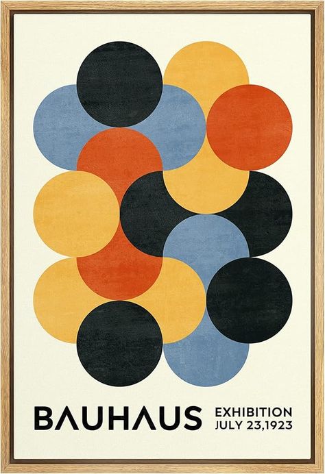 Amazon.com: MUDECOR Framed Canvas Print Wall Art Geometric Colorful Circle Bauhaus Polygon Abstract Shapes Illustrations Fine Art Mid-Century Modern Multicolor for Living Room, Bedroom, Office - 16"x24" NATURAL: Posters & Prints Bauhaus Illustration, Bauhaus Poster Design, Bauhaus Colors, Black Posters, Modern Pattern Geometric, Art Deco Aesthetic, Mid Century Modern Artwork, Colorful Circle, Soul Design