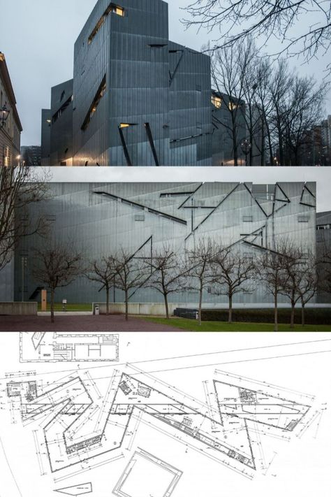 In 1987, the Berlin government organized an anonymous competition for an expansion to the original Jewish Museum Berlin that opened in 1933. The program wished to bring a Jewish presence back to Berlin after WWII. In 1988, Daniel Libeskind was chosen as the winner among several other internationally renowned architects; his design was the only project that implemented a radical. Jewish Museum Berlin, Daniel Libeskind, Jewish Museum, The Winner, The Expanse, Architects, The Original, Government, Berlin