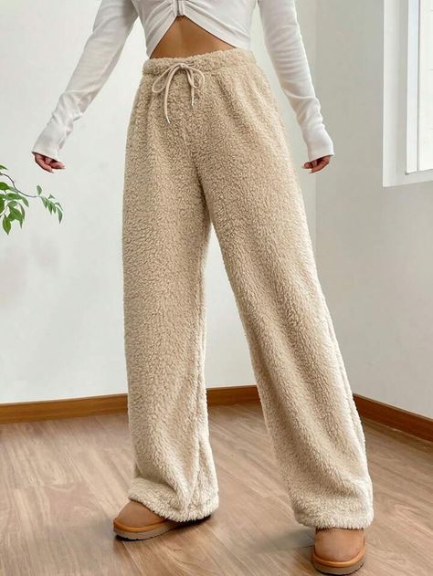 Teddy Bear Pants, Plus Size Kleidung, Pantalon Large, Loose Pants, Fleece Pants, Waist Pants, Look Chic, Lounge Pants, Straight Leg Pants