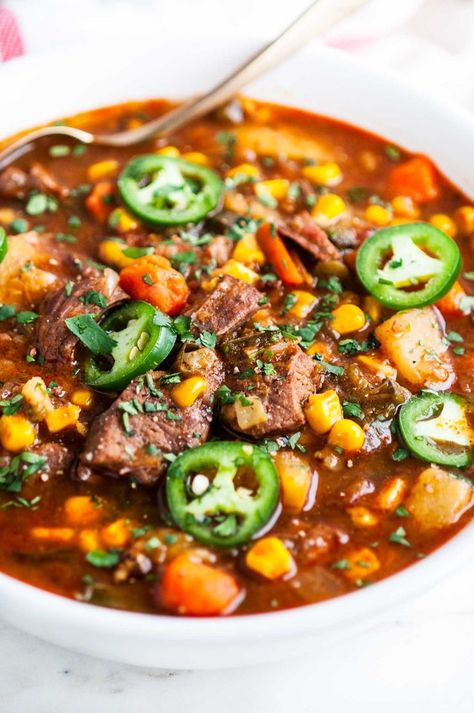 Instant Pot Spicy Beef Stew (just 45 minutes!) - Aberdeen's Kitchen Spicy Beef Stew, Instant Pot Stew, Beef Stew Meat Recipes, Spicy Stew, Curry Stew, Stew Meat Recipes, Pot Beef Stew, Spicy Beef, Beef Stew Recipe