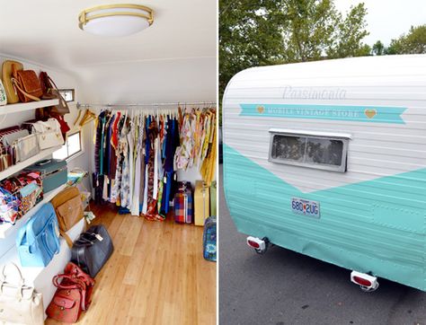 littletree designs: littletree discovers...another cute caravan! Camper Boutique, Cute Caravan, Mobile Fashion Truck, Caravan Shop, Foodtrucks Ideas, Caravan Vintage, Indie Craft, Camper Store, Fashion Truck