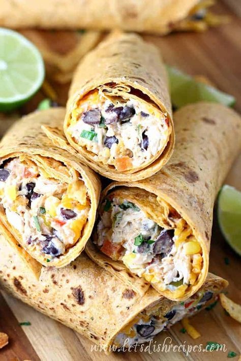 Southwest Cream Cheese Chicken Wraps | Let's Dish Recipes Cream Cheese Chicken Wraps, Chicken And Cream Cheese, Southwest Chicken Wraps, What Is Healthy Food, Black Beans Corn, Chicken Wrap Recipes, Hearty Lunch, Fresh Meals, Cheese Chicken