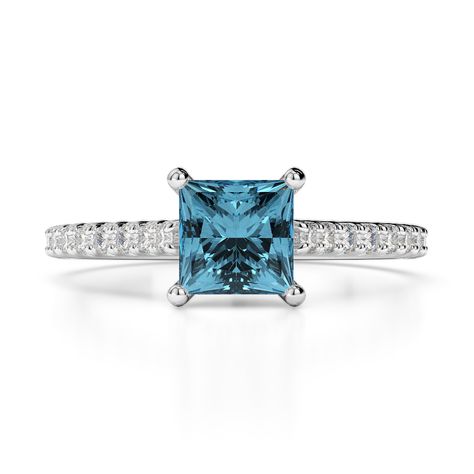 Gold / Platinum Round and Princess Cut Aquamarine and Diamond Engagement Ring AGDR-1217 Aquamarine Engagement Ring White Gold, Aquamarine Engagement Ring, Gold Platinum, Princess Cut, Diamond Engagement Ring, Aquamarine, Diamond Engagement, Diamond Engagement Rings, Engagement Ring